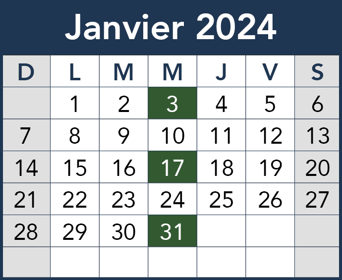 Bureau Du Calendrier 2024 : Janvier Est Le Mois Pour L